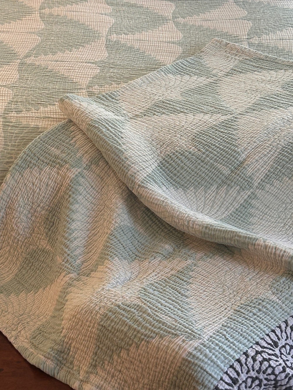 Luxury Jacquard Woven Blanket Swedish Blue Green Luxury Cotton 55 x 77 NEW! - Picture 1 of 16